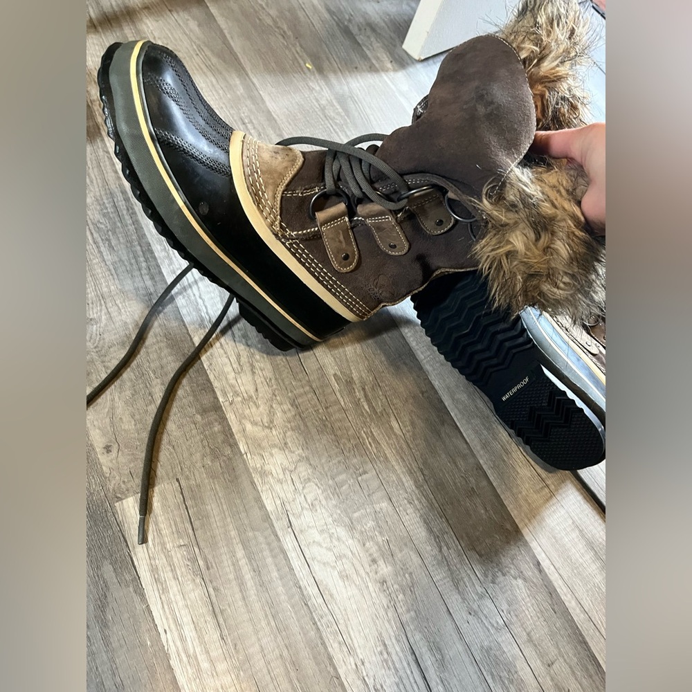 SOREL Brown Fur-Lined Weatherproof Boots Womens 8 - Picture 3 of 11